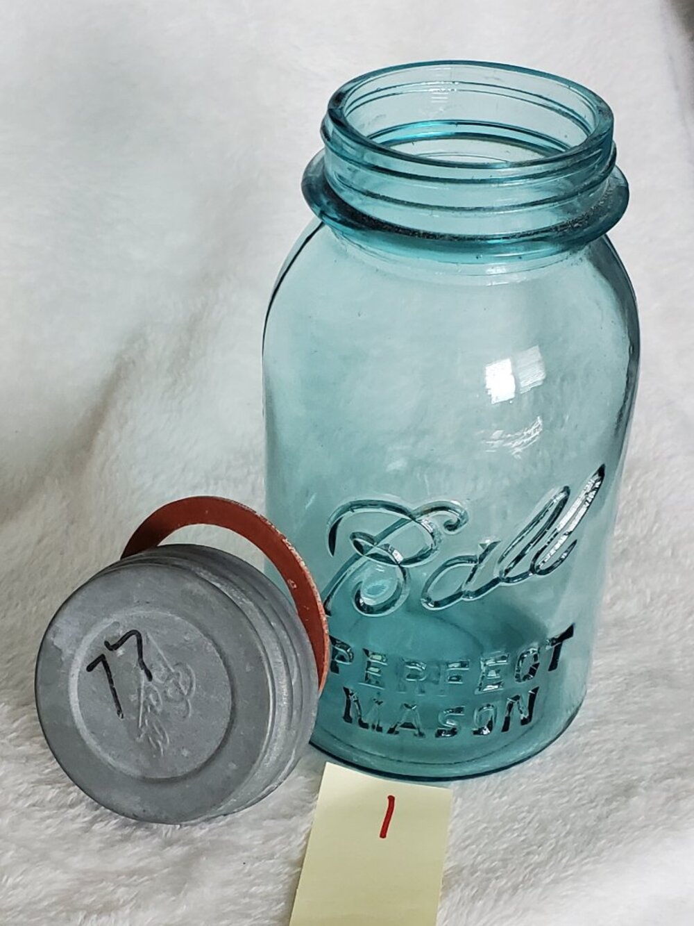 Ball Perfect Mason Jar & Lid & washer - Aqua color glass Vintage